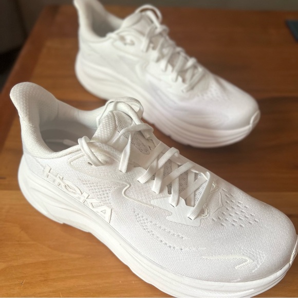 Hoka Clifton 10 Women’s All-White Athletic Sneakers - Picture 4 of 8